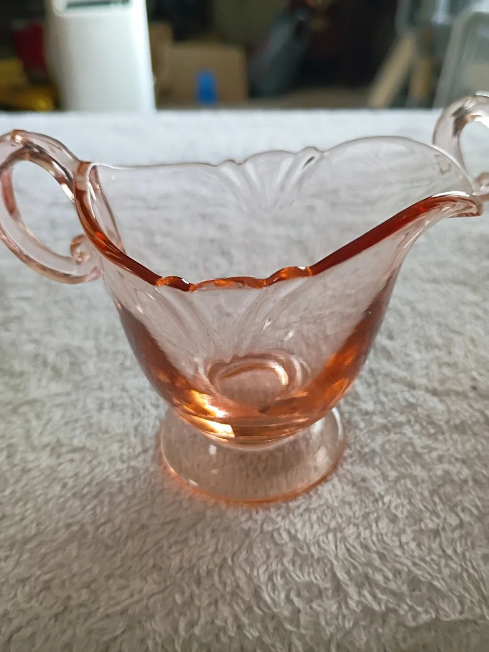Vintage Fosteria Pink Depression Glass Creamer and Sugar Set